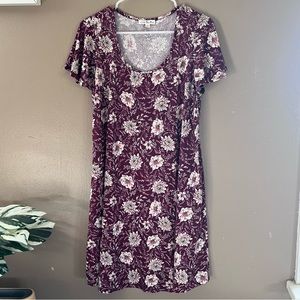 Nine Britton Burgundy Floral Dress - Size Large